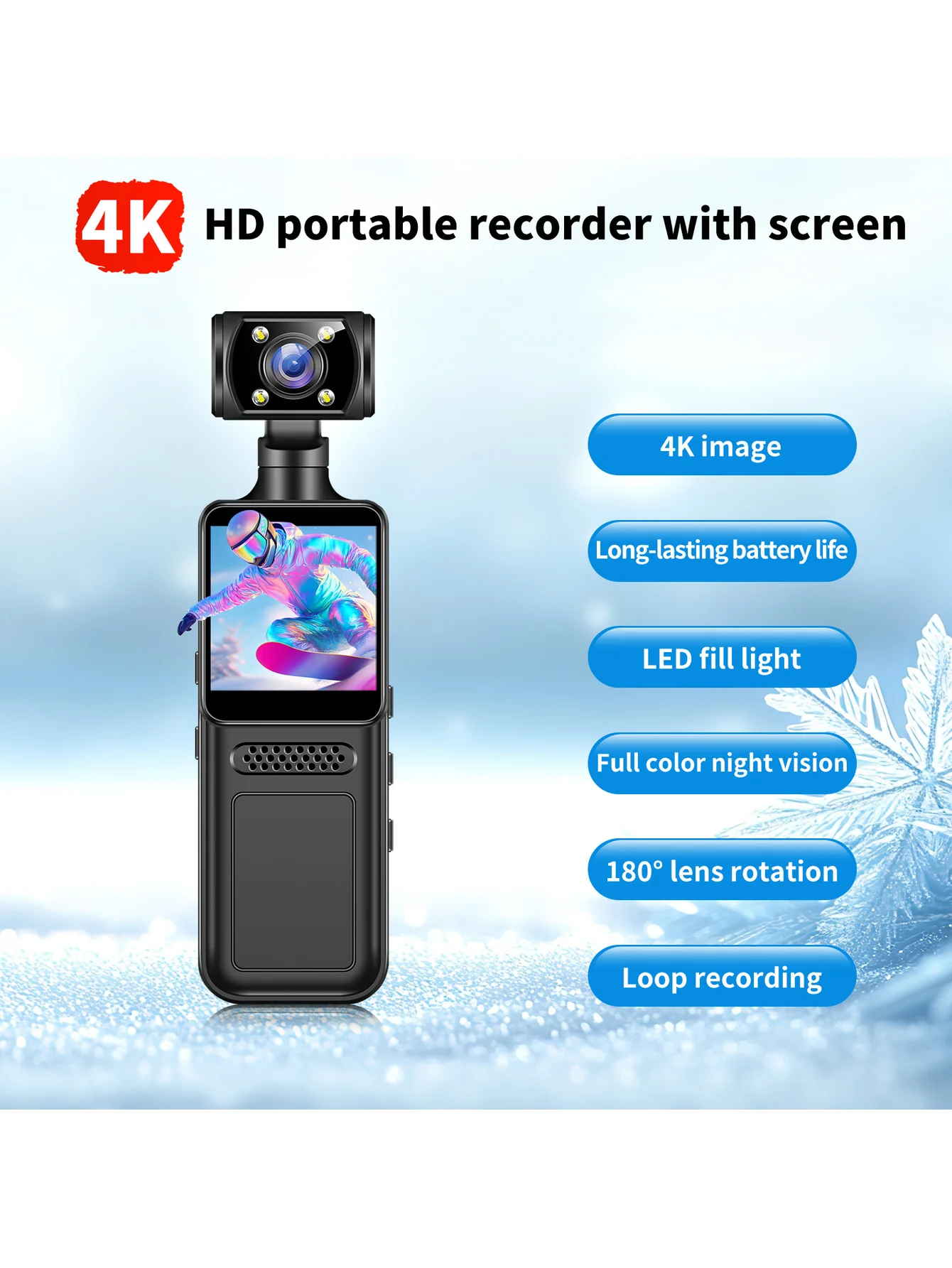 Mini kamera 4K 1080P HD Przenośny cyfrowy rejestrator wideo Kamera na ciało Noktowizor na podczerwień Kamera rowerowa Sport DV