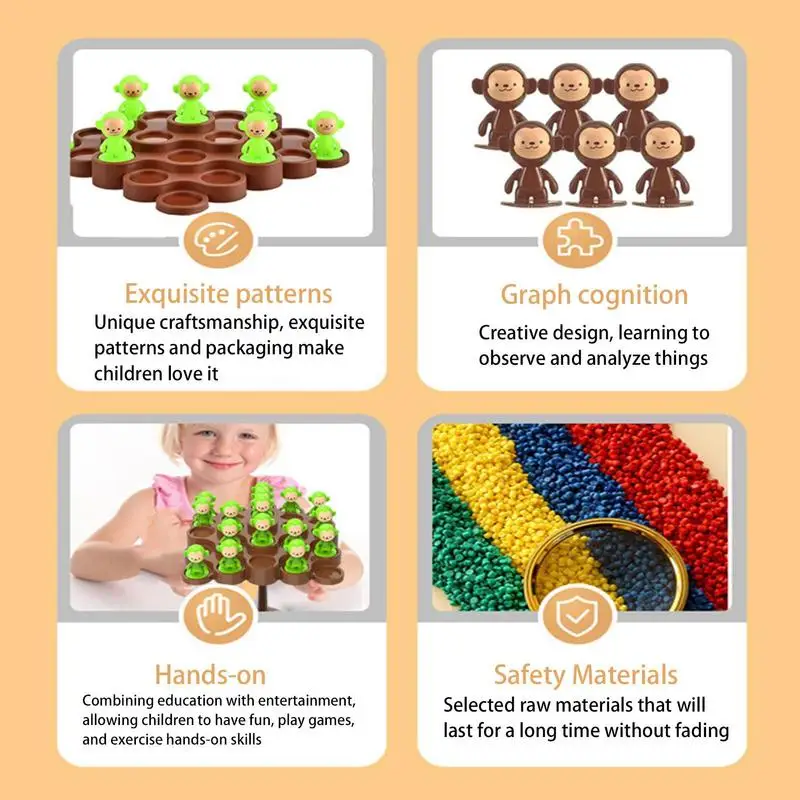 Balancing Monkey Toy Tree Monkey Board Game Montessori Interactive Math Toys Kids Puzzle Thinking Training Tabletop Game Toy
