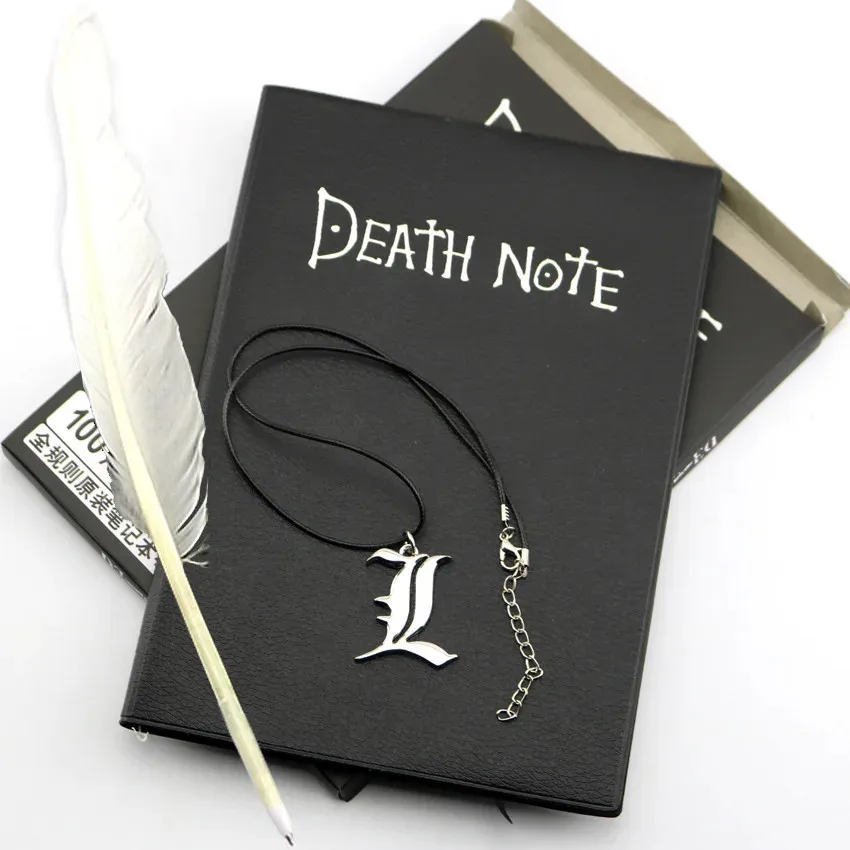 Conjunto de cuaderno de notas de muerte de Anime, diario de cuero coleccionable, cuaderno de notas de muerte, diario de escritura con tema de Anime grande escolar