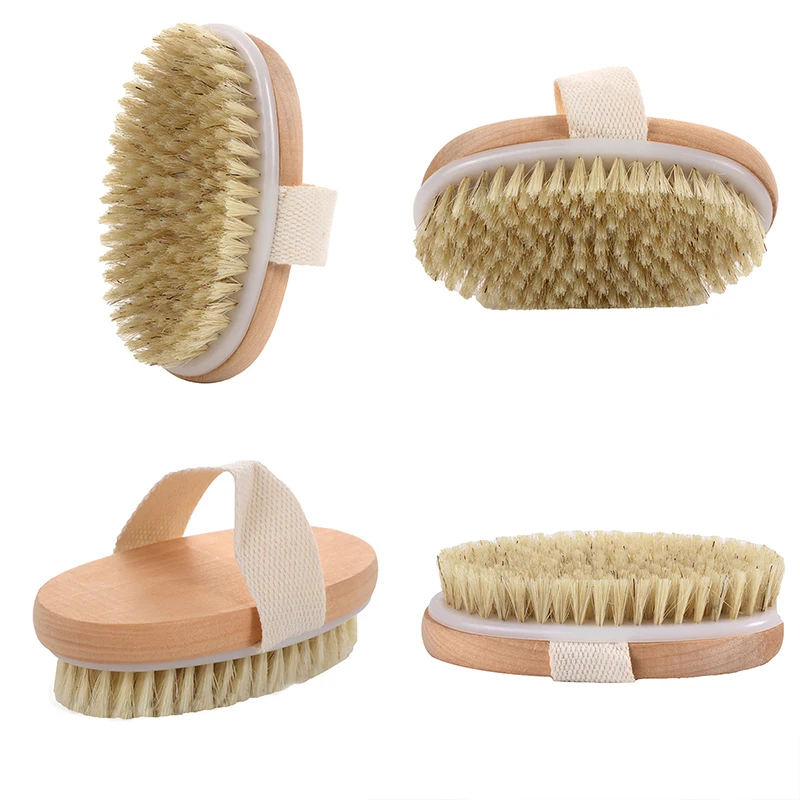 Clearance_Wood Handborstel Exfoliërende badborstel Droge en natte badborstel Airbag Massager Varken Bakkebaarden Scrub Brush_Continuous up