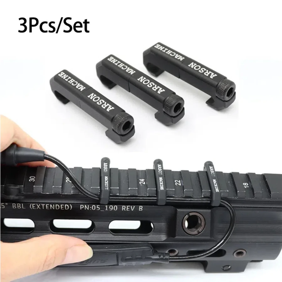 Máquina táctica Arson de gestión de cables MLOK, sistema WireGuide para arma M300 M600 PEQ, linterna, interruptor, Clip de Cable, 3 uds.