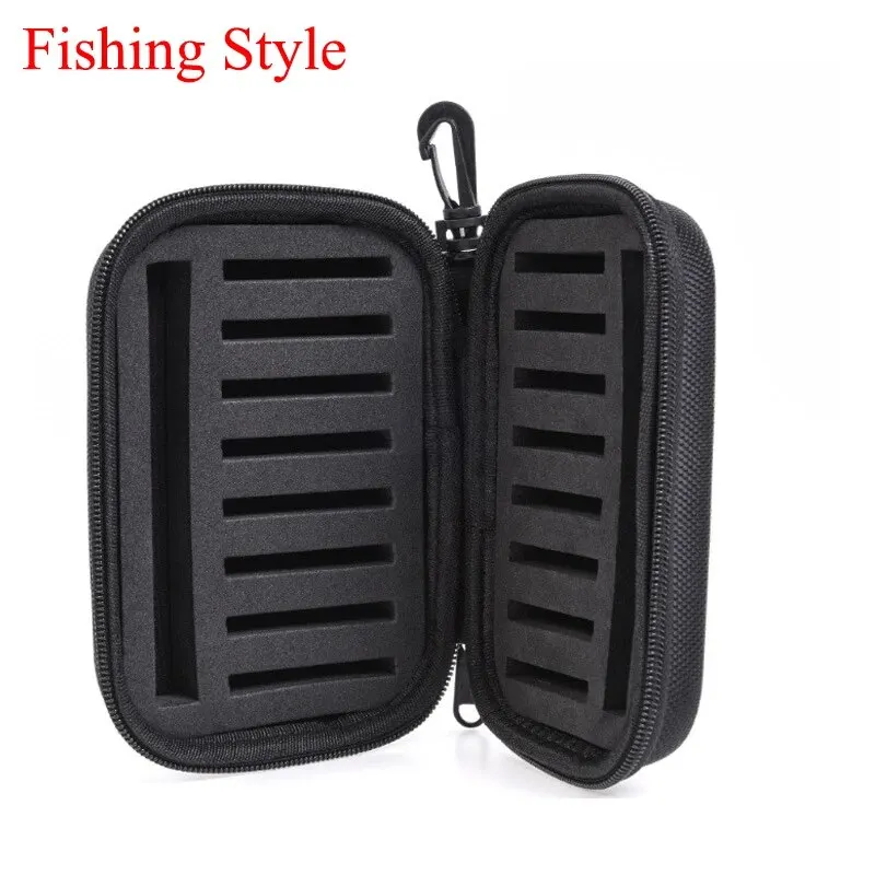 JSFUN-Pesca com mosca portátil, isca, Spinner, colher, isca, caixa de espuma, truta, moscas, fishook, anzol, EVA duro, estojo de armazenamento, saco do recipiente