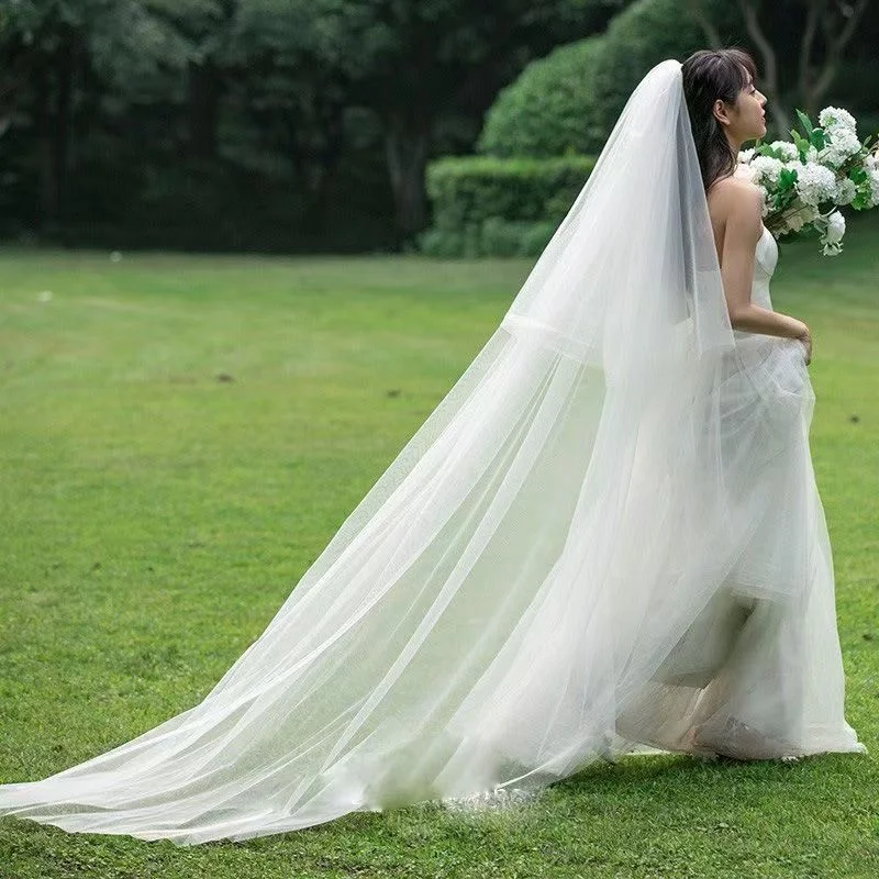 Wedding Veil Cut Edge Bridal Veils Women's Extra Long Wedding Headpiece 0.8* 1.5+ 3 * 1.5 Meters