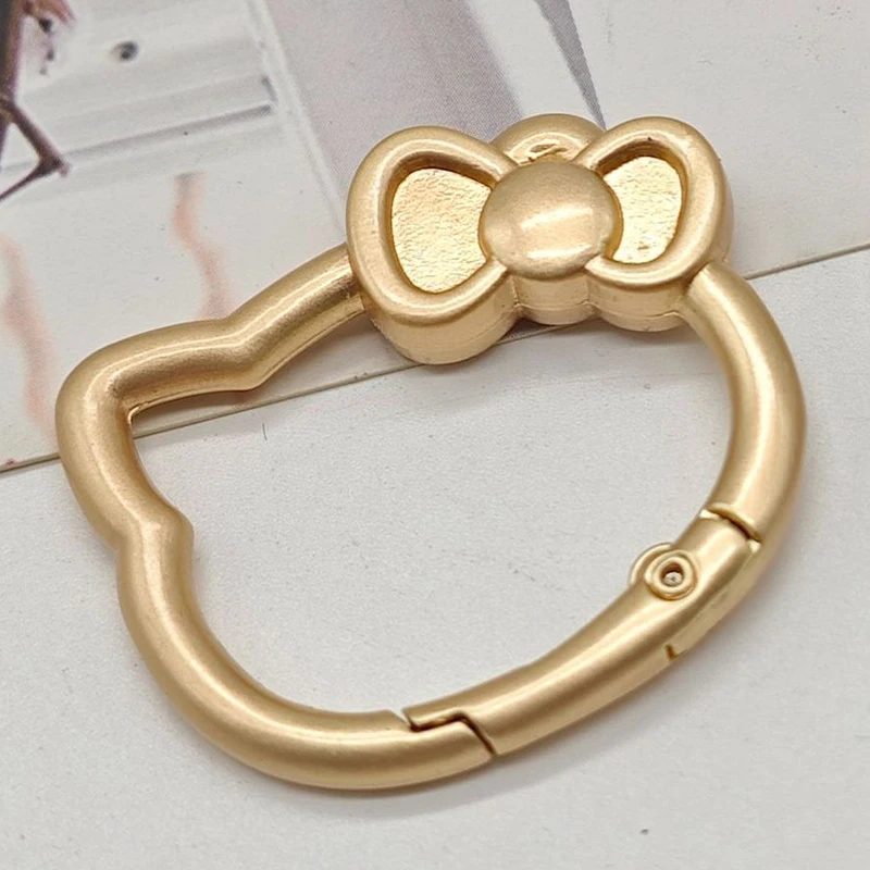 Hello Kitty Anime Metal Key Ring Spring Clasp Openable Cute Carabiner Keychain Clips Hook Pendant Chain DIY Buckle Accessories