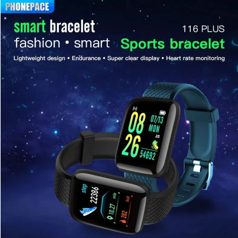 Pulseira inteligente de rastreador de fitness com tela colorida, lembretes de saúde, exercício, contagem de passos, notificações de informações inteligentes
