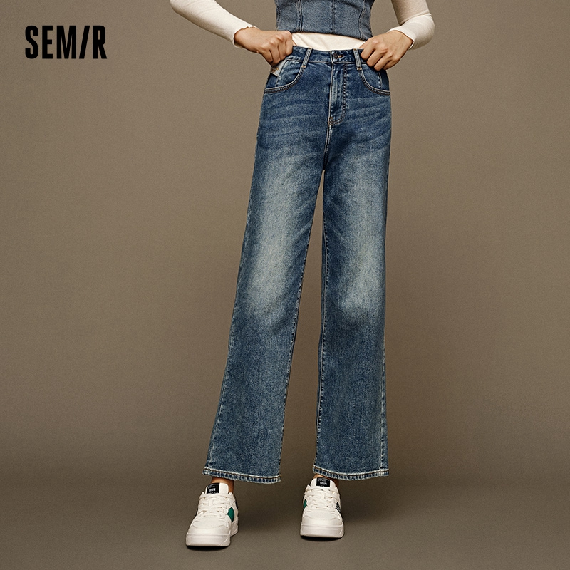 Джинсы Semir, женские персонализированные широкие брюки, новинка зимы 2023, флисовые длинные брюки