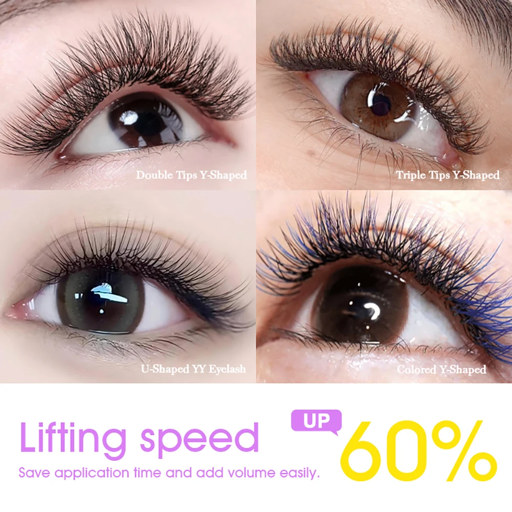 MASSCAKU U Shape YY False Eyelashes 8-15mm Mix C D Curl Double Tips Lashes Extension Hand-wowen Individual Eyelash Wholesale