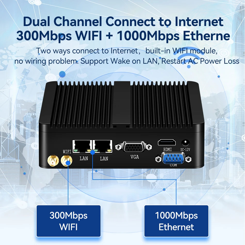 Lüfter lose 2 lan2com industrielle Mini-PC Inter Celeron J6412 DDR4 RS485/RS232 Unterstützung Windows 10/11 Linux Wifi Moudle Desktop-Computer