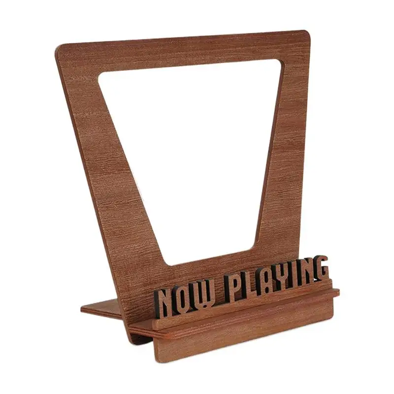 Now Playing Record Holder Wood Record Stand Album Storage Shelves Holds Up To 5 LP For Home Decoration