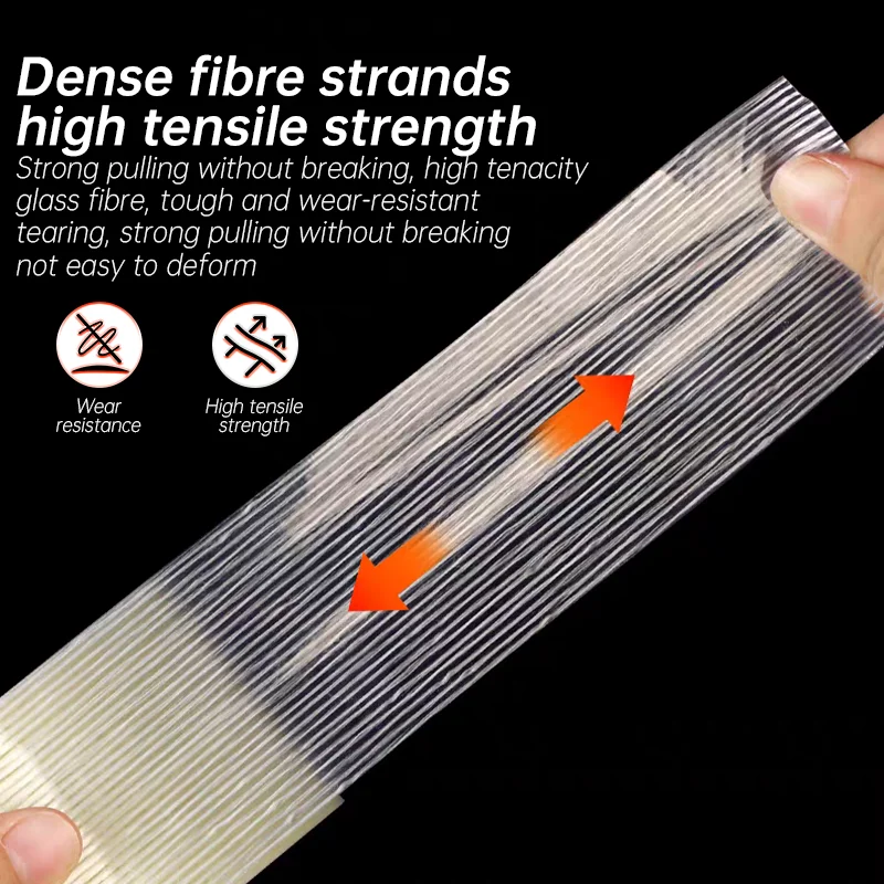 Nastro in fibra a strisce Batteria al litio Avvolgimento isolante Nastro in fibra di vetro Sigillo adesivo trasparente su un solo lato Imballaggio fisso