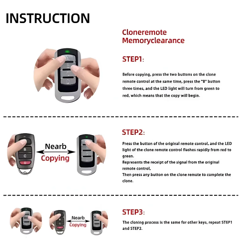 Garage Door Key Multi-Frequency Copier Transmitter 280-868MHz Rolling Code Remote Replicator 4-in-1 Universal
