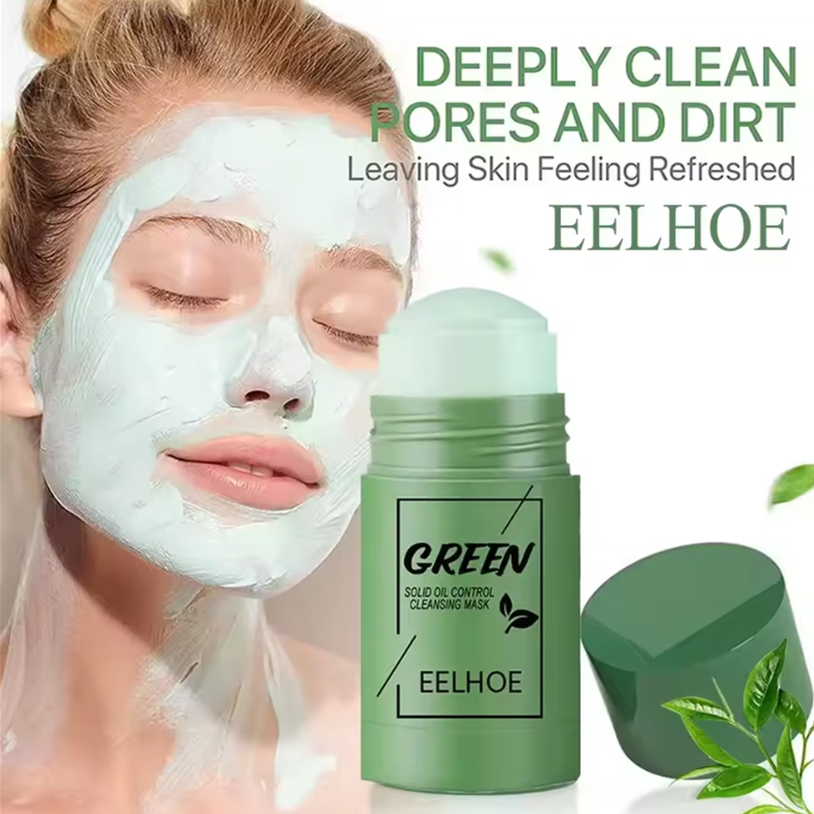 Green Tea Cleansing Solid Face Mask Cleansing Pores Remove Acne Blackhead Oil Control Shrink Pores Brightening Face Skin Care