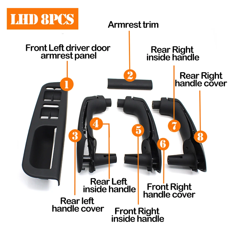 LHD Carbon Fiber Front Rear Left Right Door Handle Set Replacement For Volkswagon VW Bora Golf 4 MK4 Jetta 1999-2004