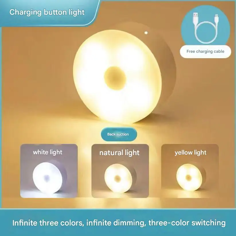 New dormitory night light bedside light learning desk lamp eye protection charging energy-saving button magnetic student light w