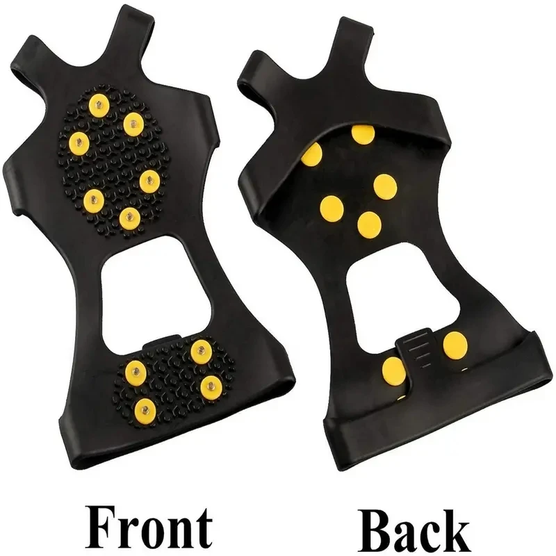 2 pçs 10 pinos de aço crampons apertos de neve grampos para gelo e neve antiderrapante borracha tração chuteiras caminhadas escalada jogging