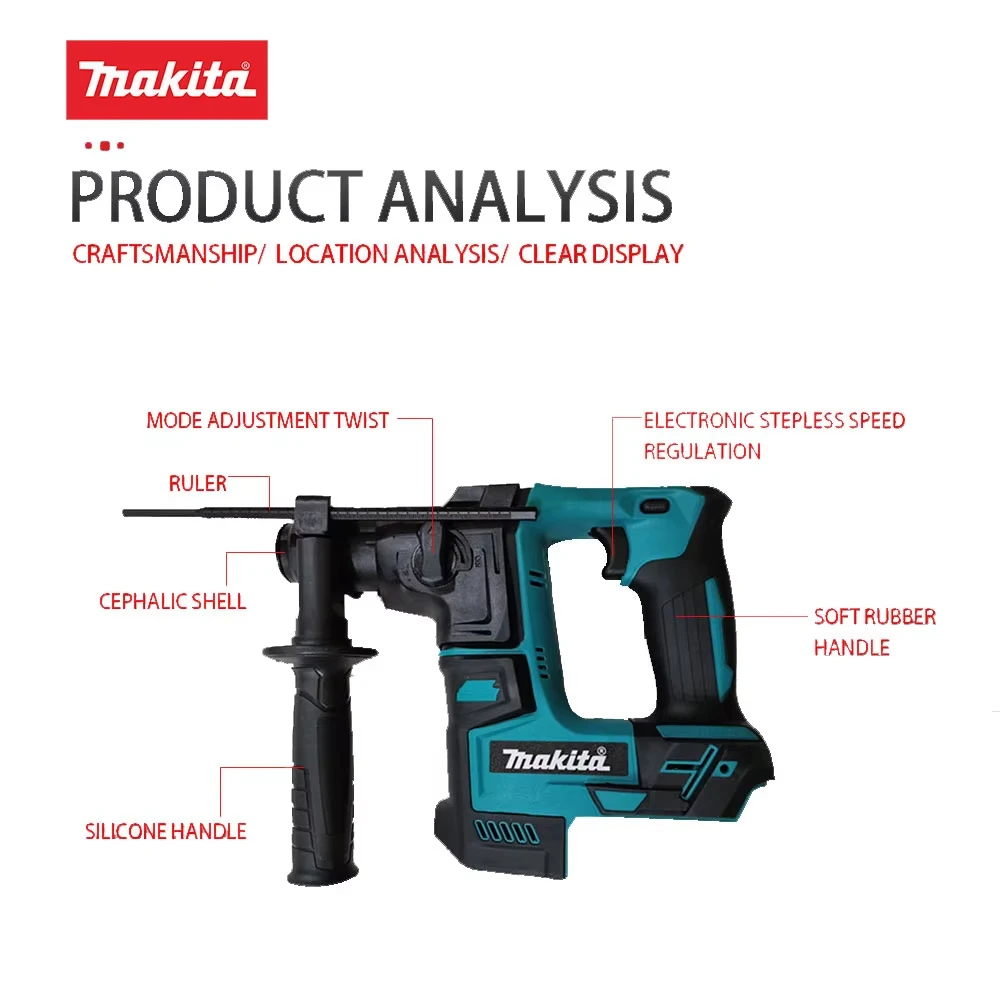 Makita 18V Cordless Rotary Hammer Compact Lightweight and Powerful Tool for Efficient Drilling and Chiseling in Concrete HR140D