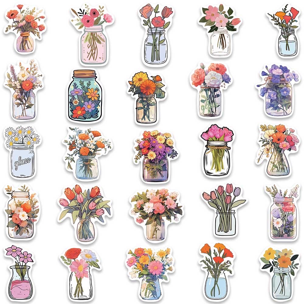 10/50 個インかわいい漫画ボトルフラワーステッカー美的 DIY 荷物ギターノートブック落書き装飾ステッカーおもちゃ