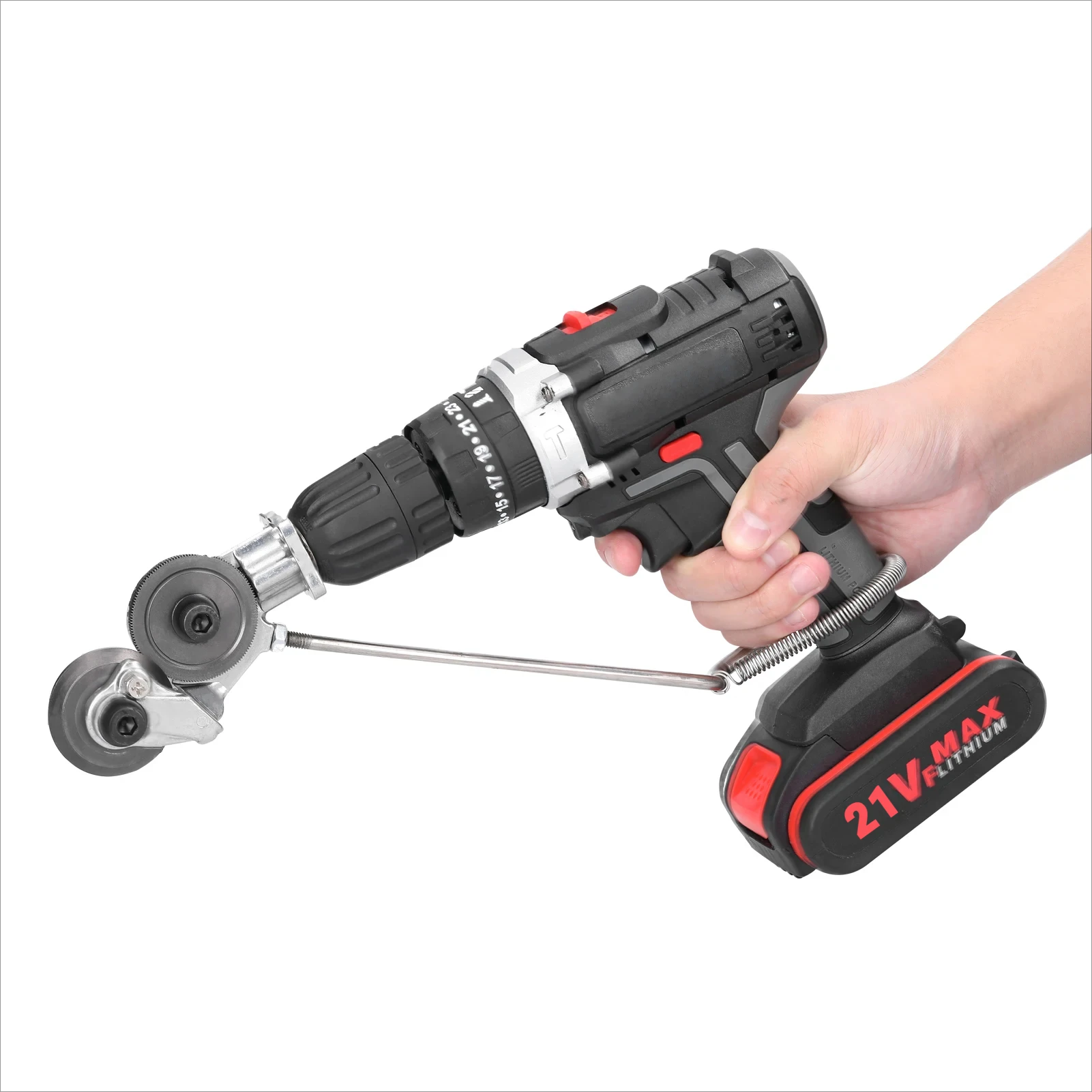 Perceuse électrique améliorée, coupe-métal, grignoteuse à double tête pour la coupe de tôles, d'aluminium et de plaques d'acier |   Fixateur de coupe inclus