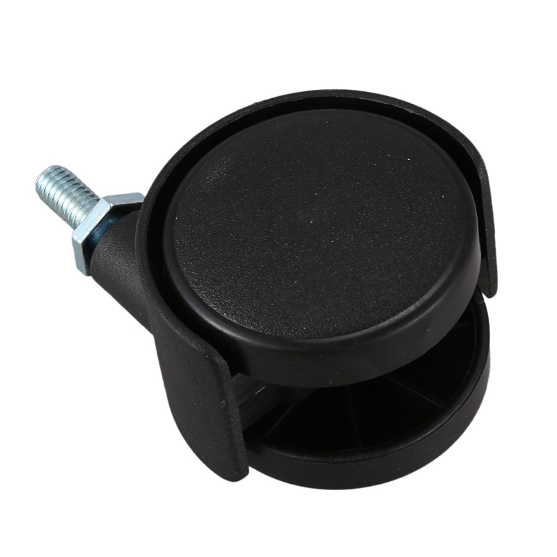 HOT SALE 10Pcs 6Mm Threaded Stem 40Mm Dual Wheel Rotatable Caster Black