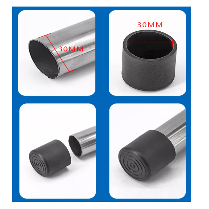 검정색 원형 미끄럼 방지 의자 다리 캡 바닥 보호 패드 파이프 플러그 직경 14-50mm