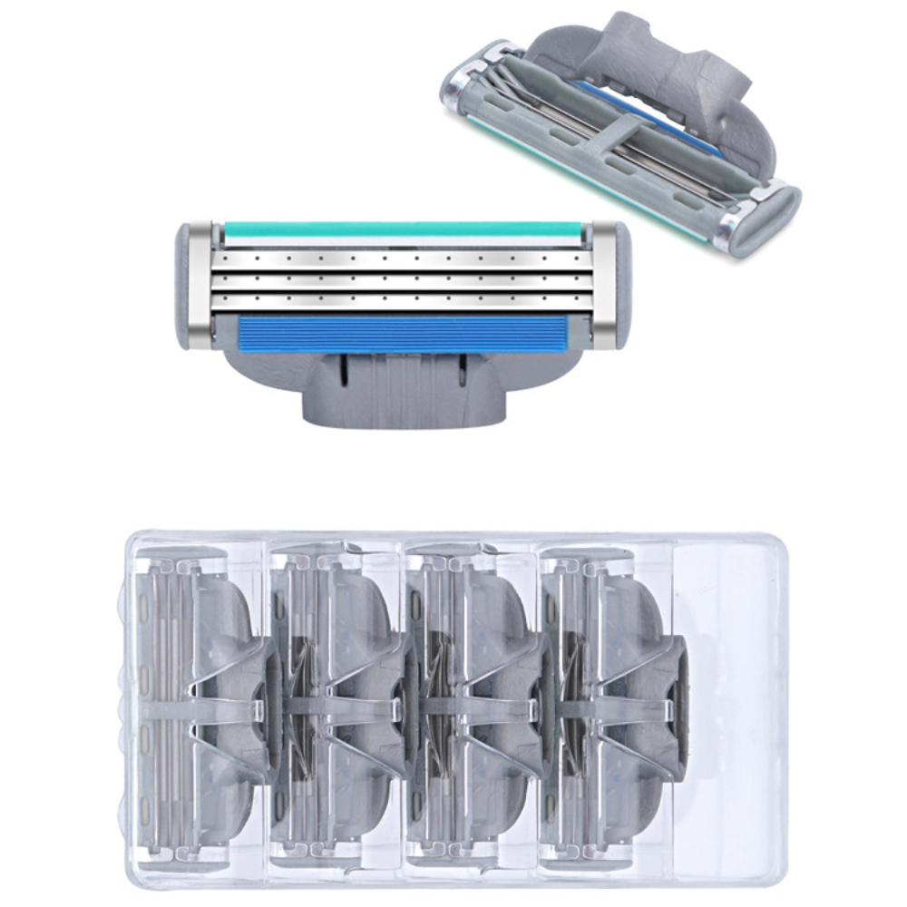 High Quality Man Safety Razor Blade 4 Layer German Stainless Steel Shaving Cartridges Compatible Mach 3 Shaver 4Pcs/Box