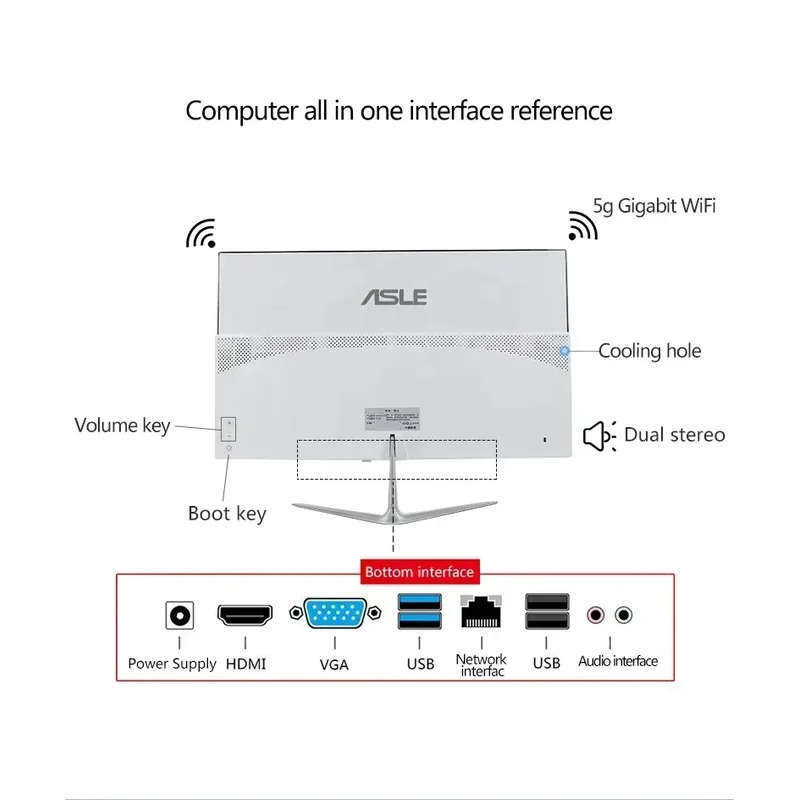 stand all-in-one+pc 21.5 27 23.8 24 inch i7 4gb/8gb desktop all in one pc win10 system curved computer i3 i5 with battery