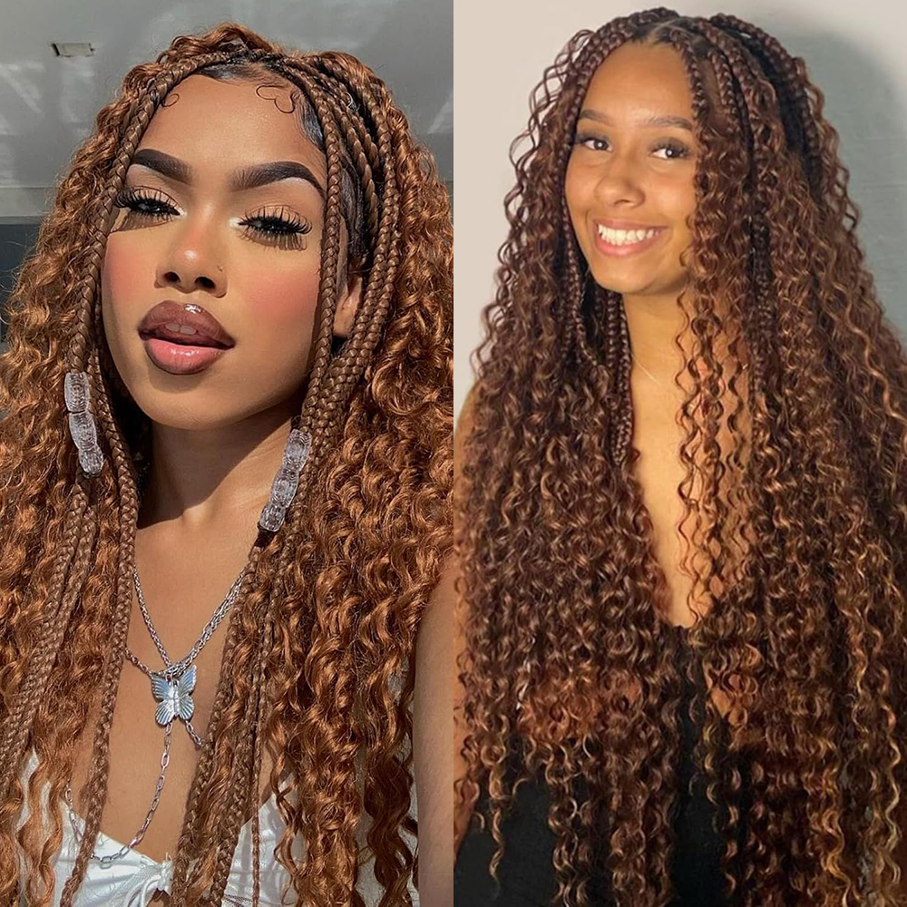 30 #   Chocoladebruin Diepe Golf Bulk 100G 2 Bundels Echt haar voor Boho Vlechten Krullend Vlechthaar 14-24 inch Remy-haar Braziliaans