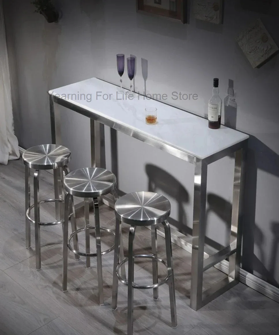 Taburete de Bar artesanal de acero inoxidable de Metal, taburete alto, silla de negociación para cafetería, taburetes de Bar al aire libre, taburete giratorio, taburetes altos de isla