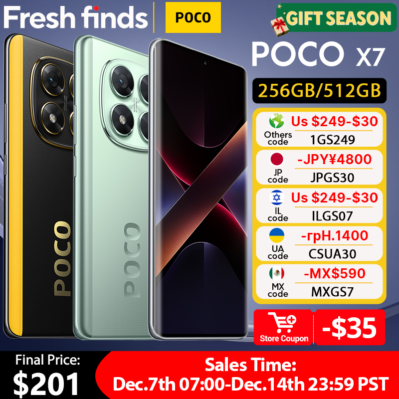 【Brand+】Смартфон POCO X7, размер 7300-Ultra, 6,67 дюйма, 120 Гц, AMOLED-дисплей, 45 Вт, 5110 мАч, 50 МП, камера IP68, Xiaomi HyperOS NFC