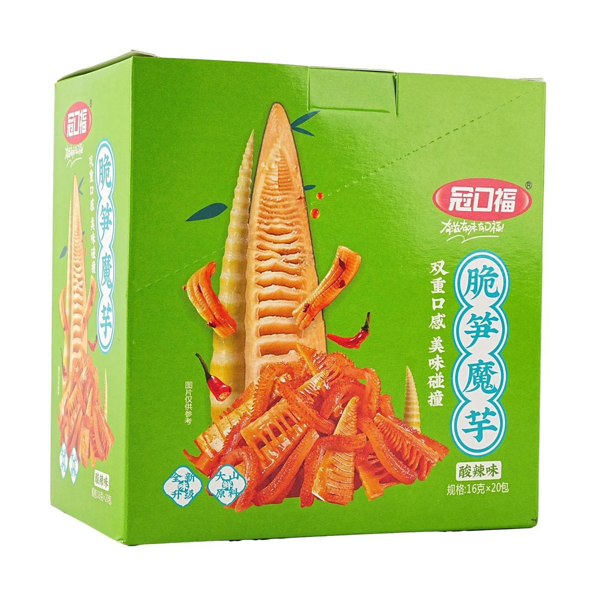 [3Packs] Guankoufu Bamboo Shoots And Konjac,Sour And Hot ,Low Calories,0.56 oz*3Packs*20pc