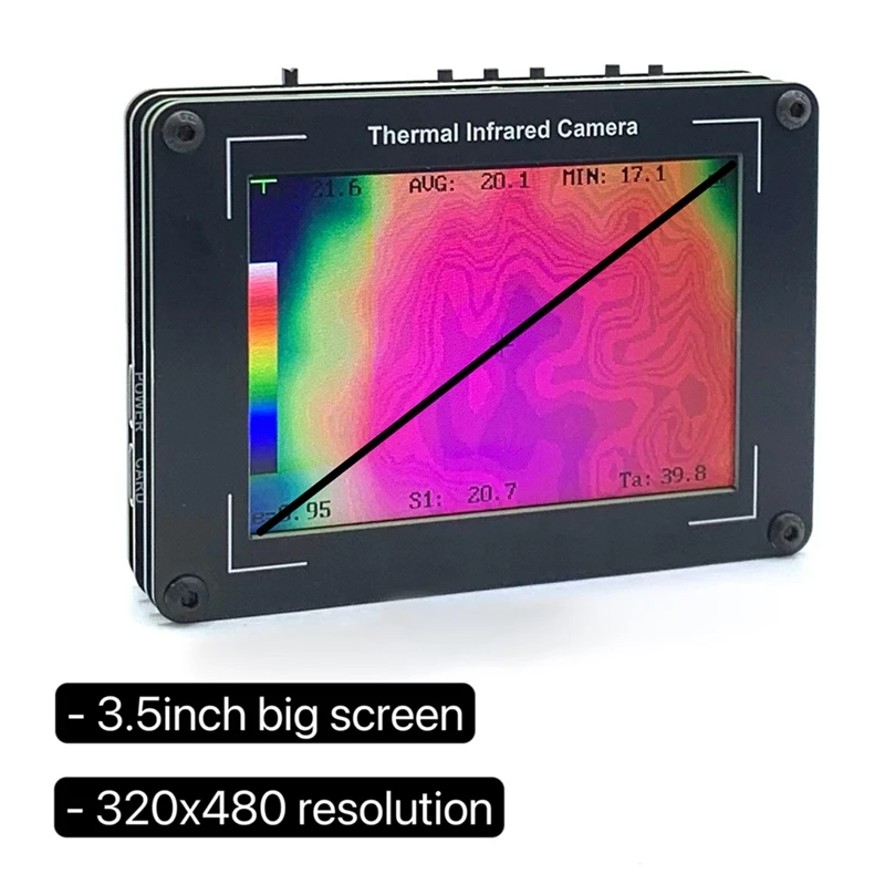 ABMR-OVMLX alat pencitraan termal berkinerja tinggi dengan Sensor MLX90640 canggih, kamera cahaya tampak OV2640, Mode fusi, 3.5 inci