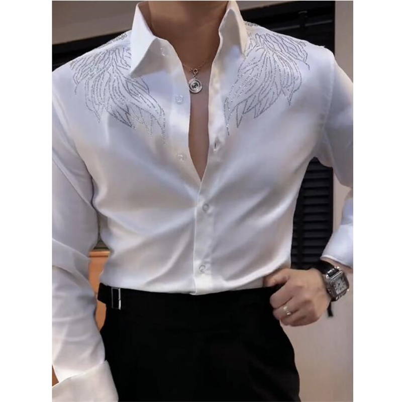 Camisa sedosa de manga comprida masculina, social juvenil, slim fit, confortável, lisa, nova, primavera, moda