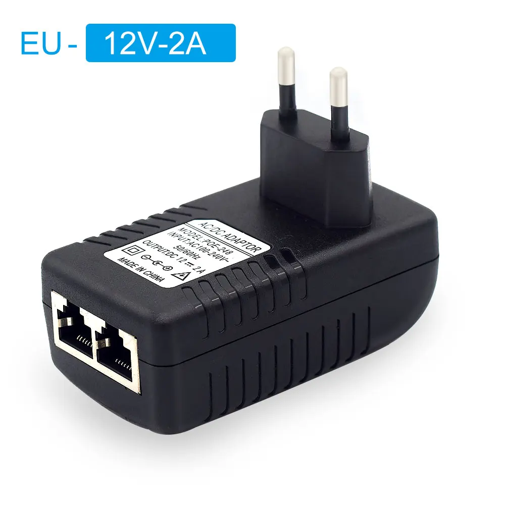 กล้องวงจรปิดความปลอดภัย AC 110V-240V ถึง DC 12V 15V 24V 48V 0.5A 1A POE Injector Power Ethernet Adapter กล้อง IP PoE แหล่งจ่ายไฟ