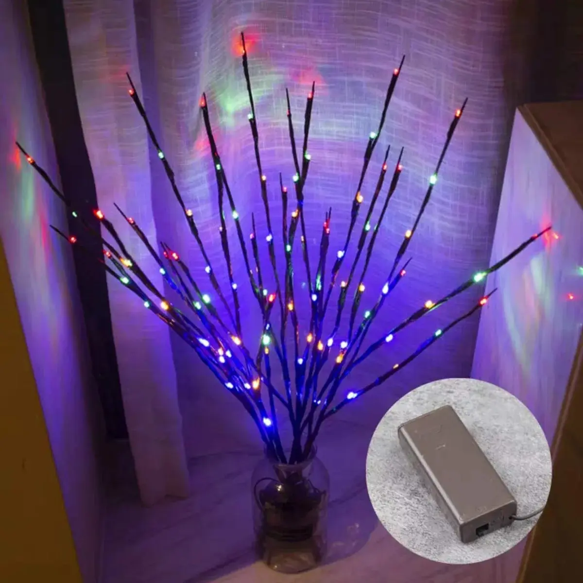 1 szt. 20LED światła gałąź drzewa zasilanie bateryjne gałązki światła do domu wewnątrz wazonu świąteczna dekoracja świąteczna