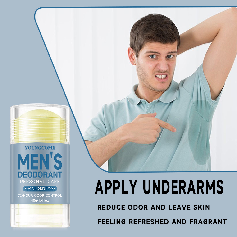 Deodorant for Men Portable Alum Stick Sweating Odor Remover Underarm Body Deodorant Stick Fast Dry Lasting Refresh 72H