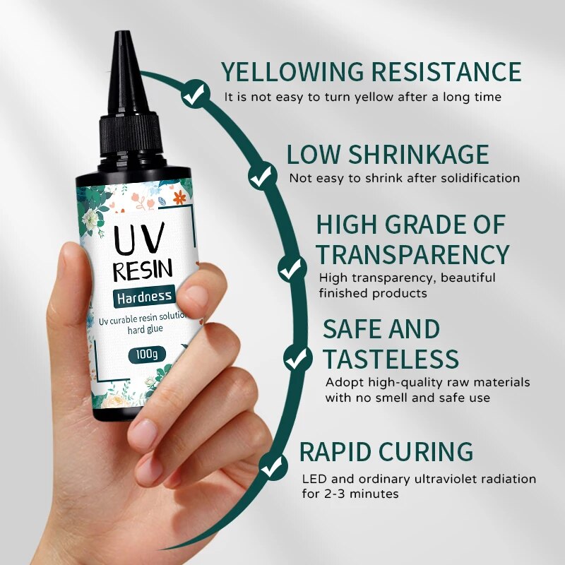 UV レジン 100 グラム UV ライトクリスタルクリアハードタイプ UV 接着剤紫外線硬化高硬度エポキシ樹脂 DIY ジュエリー作成用