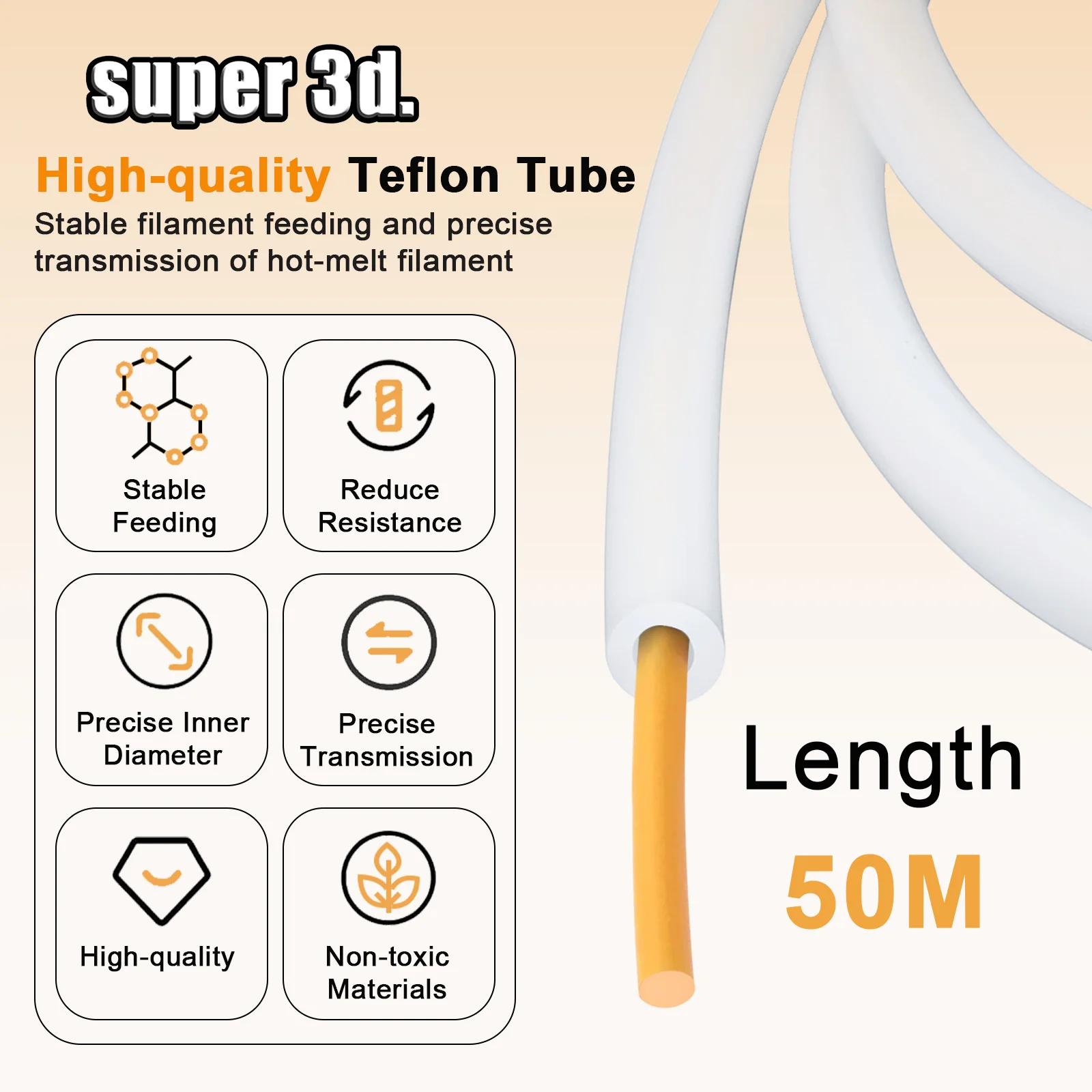 1/2/50M Bambu Lab PTFE Tube ID 2.5mm OD 4mm P1P AMS A1 Mini Teflonto Pipe 1.75mm For 3D Printer BambuLab A1/A1 mini/P1P/P1S/X1C