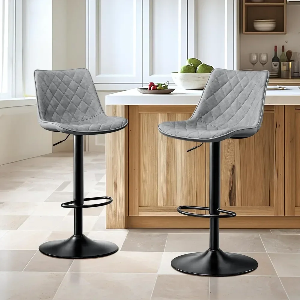Modern Bar Stool Height Adjustable Scratch-Resistant Leather Bar Chair X-Large Base and Seat Bistro Stool, Heavy Duty Kitchen