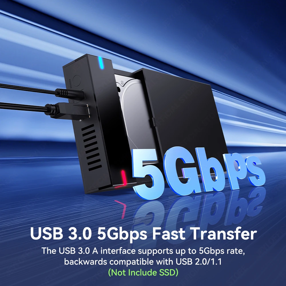 Tool-less 2.5/3.5''（5Gbps）SATA HDD Case Enclosure Converter featuring Smart Auto Sleep,USB3.0 transfer rate for SATA SSDs
