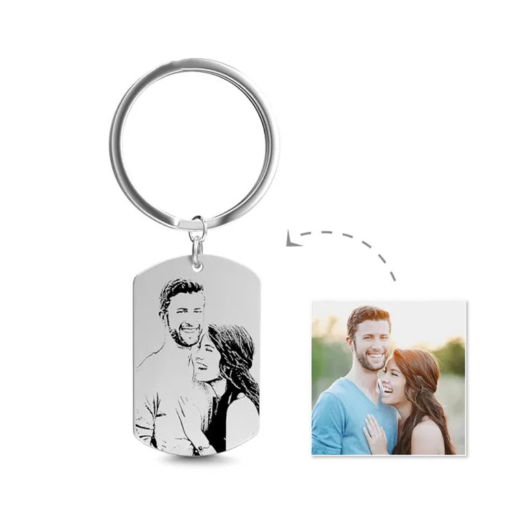 Chaveiro com foto personalizada, chaveiro de aço inoxidável com gravação a laser, nome personalizado, data, carro, para mulheres, homens, presente diy