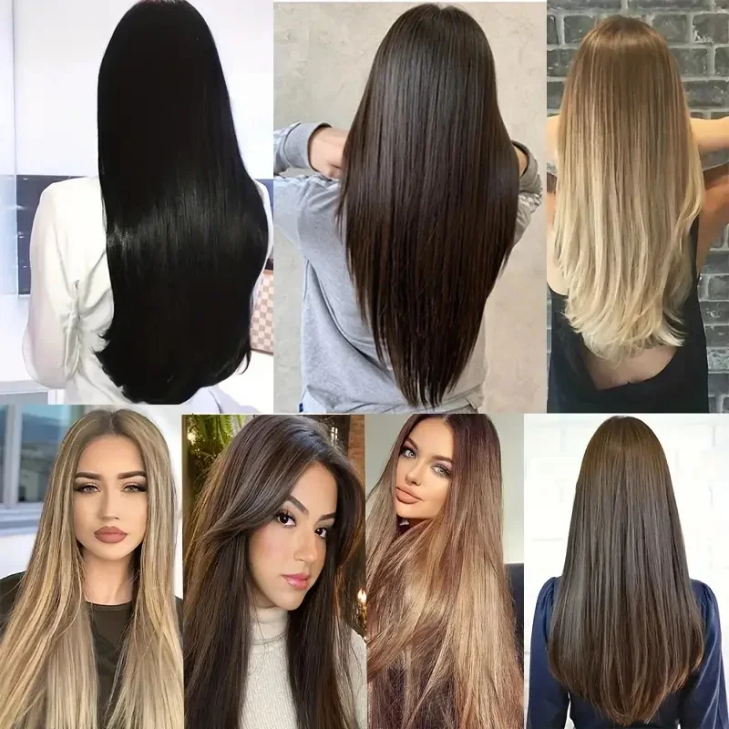 WIGSIN synthétique 6 pièces/ensemble Extension de cheveux longue droite à clipser Extension Invisible sans couture postiche noir brun pour les femmes