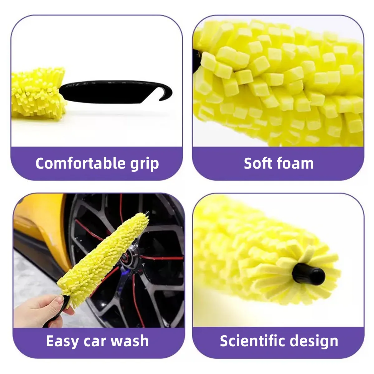 Sponge Wheel Brush with Extended Handle for Cars Motorcycles and Bicycles a Magical Tool for off Road Vehicle Tire Gaps