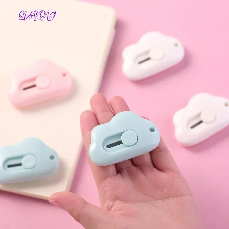 1 Piece Kawaii Stationery Mini Pocket Cloud Art Utility Knife Box Knife Paper Cutter Craft Wrapping Refillable Blade cute knife
