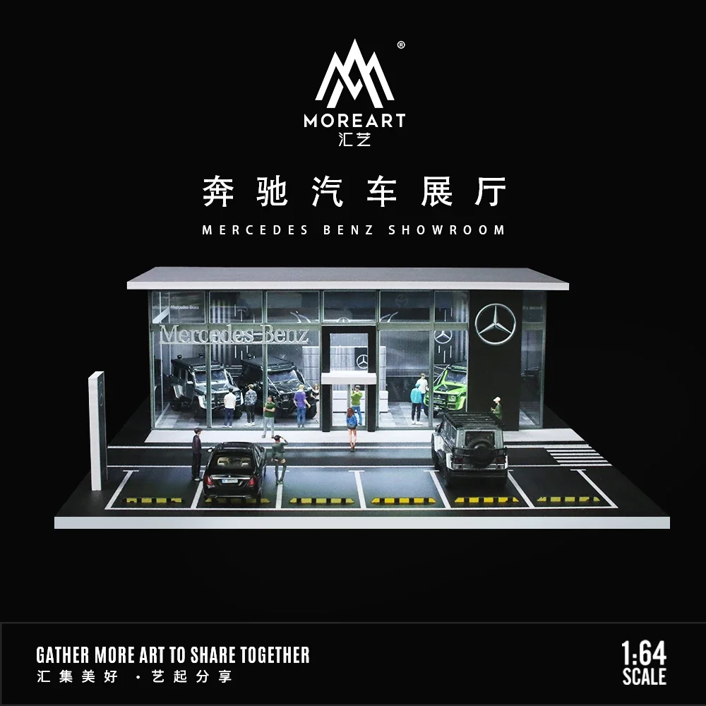 B-M TimeMicro&MoreArt 1/64 Lamborghini Bens Mazda Honda Nissanโชว์รูมบูธฉากแสงรุ่น