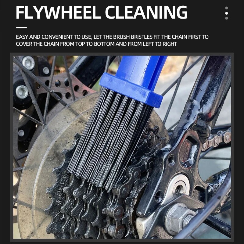 Cepillo para cadena de bicicleta, limpiador de cadena de bicicleta de carretera y motocicleta, cepillo para volante, lavadora portátil, herramientas de limpieza de suciedad para Motocross, mantenimiento