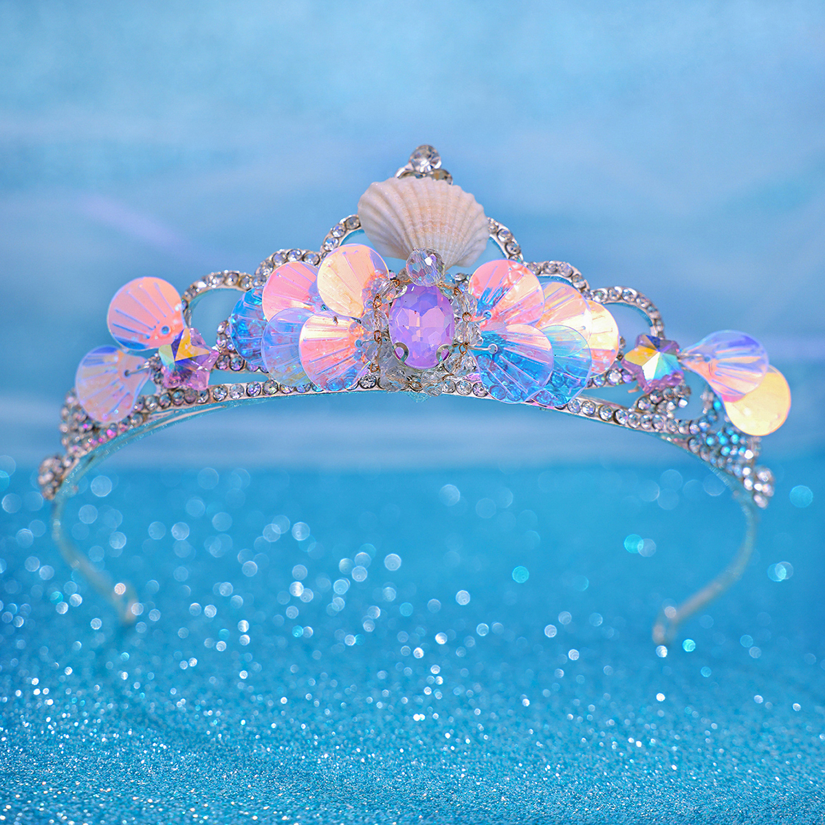 เปลือกหอยสีปาร์ตี้มงกุฎแถบคาดศีรษะ Mermaid TAIL หมวก Photo Props สําหรับสาววันเกิด PARTY Mermaid อุปกรณ์เสริมผม