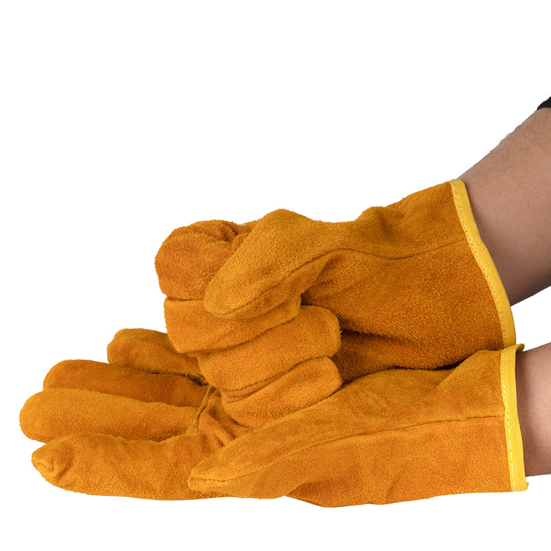 Elektrische lashandschoenen koeienhuid hittebestendig korte stijl voor lassers anti-verbranding, duurzaam zacht, beschermende versnelling lassen