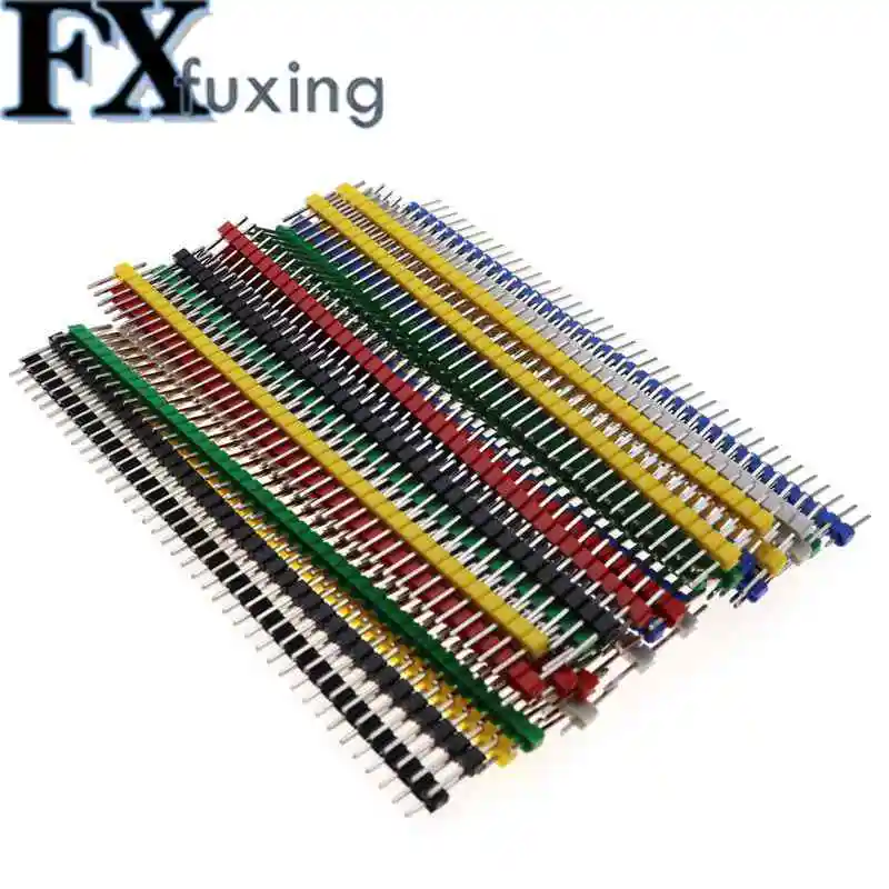 30PCS 40 Pin Breakable Pin Header 2.54mm Single Row Male Header Connector Kit PCB Pin Strip For Arduino Black White Red Green