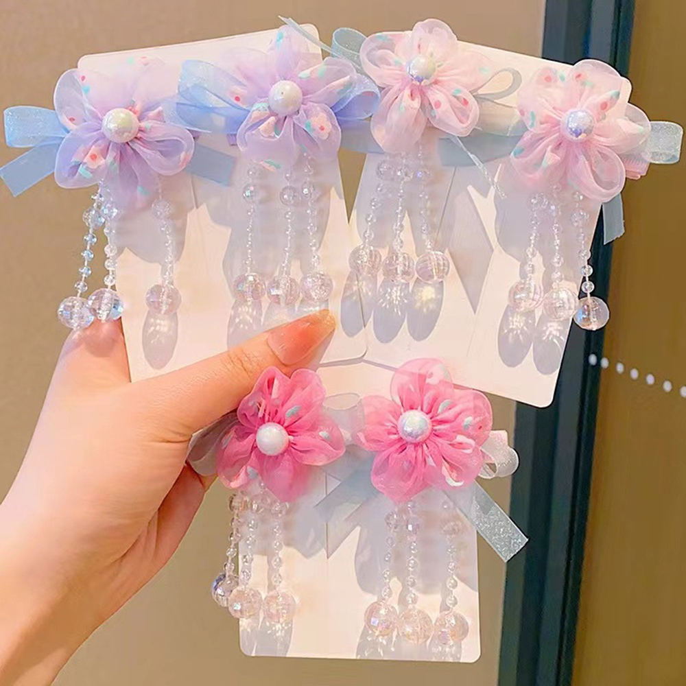 Kinder Hanfu Kopfschmuck Blume Quaste Alten Stil Clip Haar Zubehör Chinesischen Stil Kleines Mädchen Quaste Mädchen Haarnadel