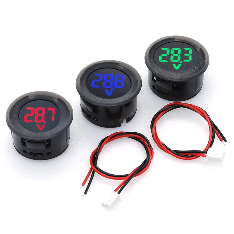 Javino DC 4-100V LED Digital Display Circular Two-wire Voltmeter DC Digital Voltmeter Head Display Reverse Connection Protection